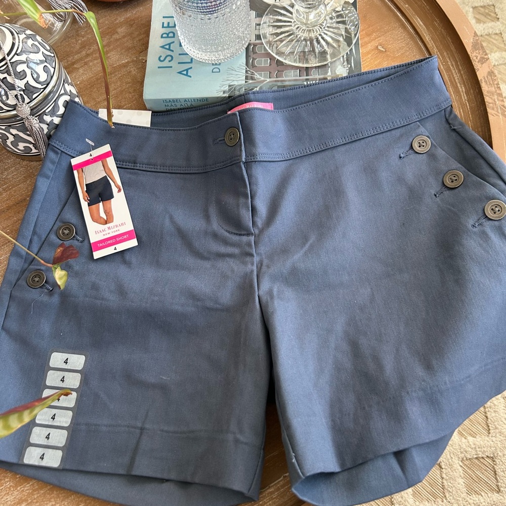 Isaac Mizrahi Navy Women's Shorts with Button Accents